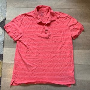 Striped pink athletic polo. Great for golf.